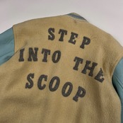 希少 80s Scoop スクープ ワッペン付き 袖革 レザー スタジャン サイズ M /水色系/ビンテージ/DCブランド