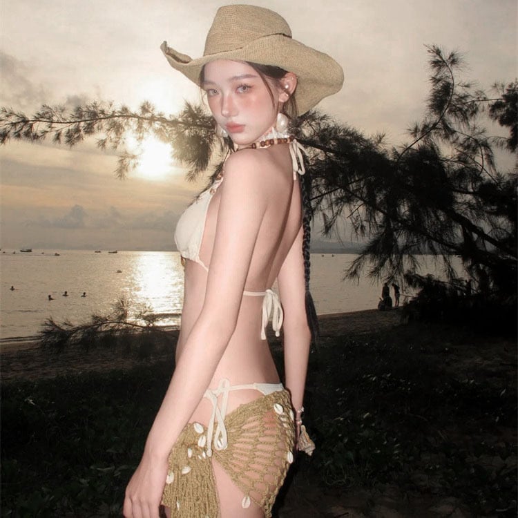 水着 ビキニ セクシー レースアップ メッシュ シェル ギャル系 写真映え ビーチ 温泉 リゾートDQ7-DP-A11035