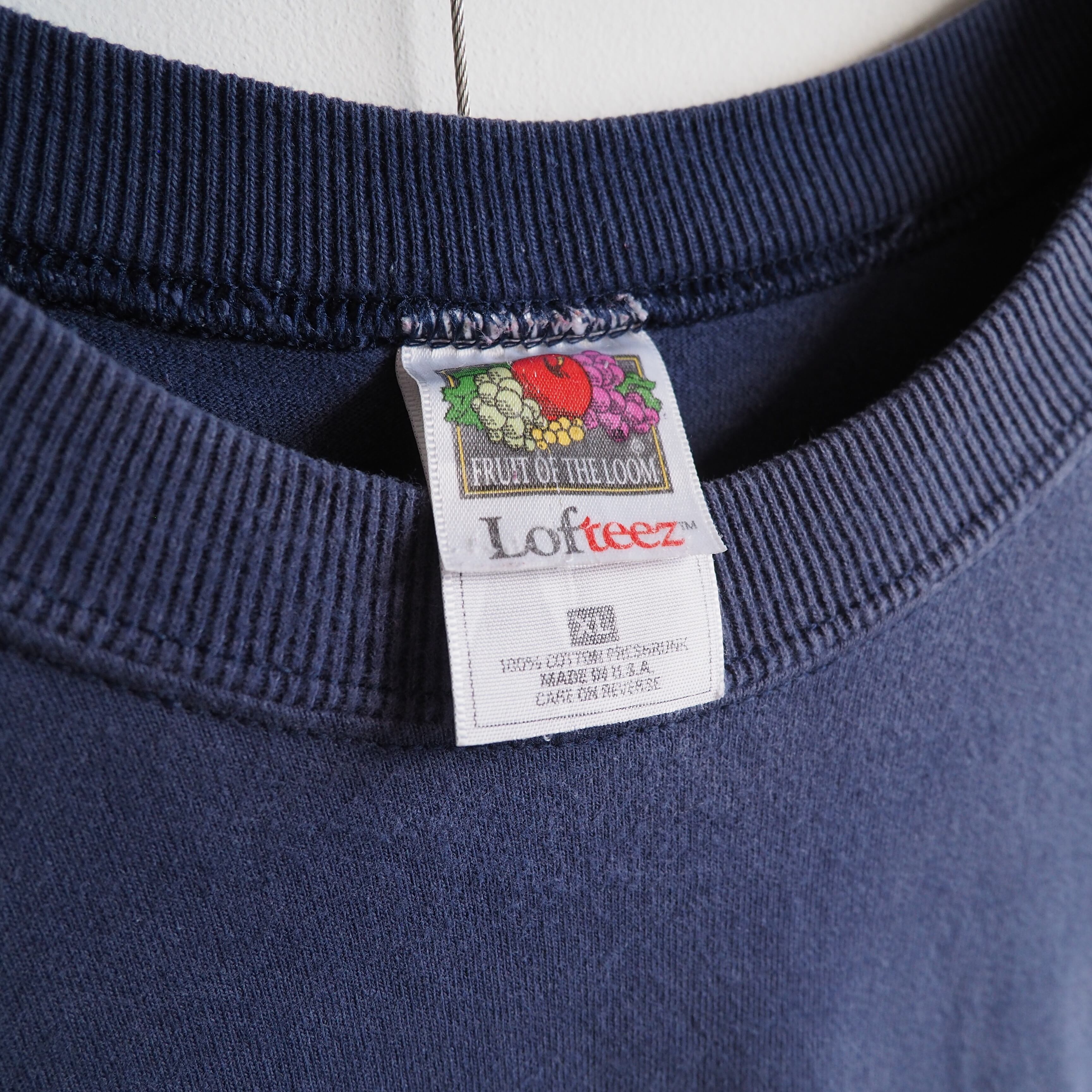 1990s ” Fruit of the room ” ” SQUAN ” Aging printed Faded Body vintage loose Tee (made in Usa)