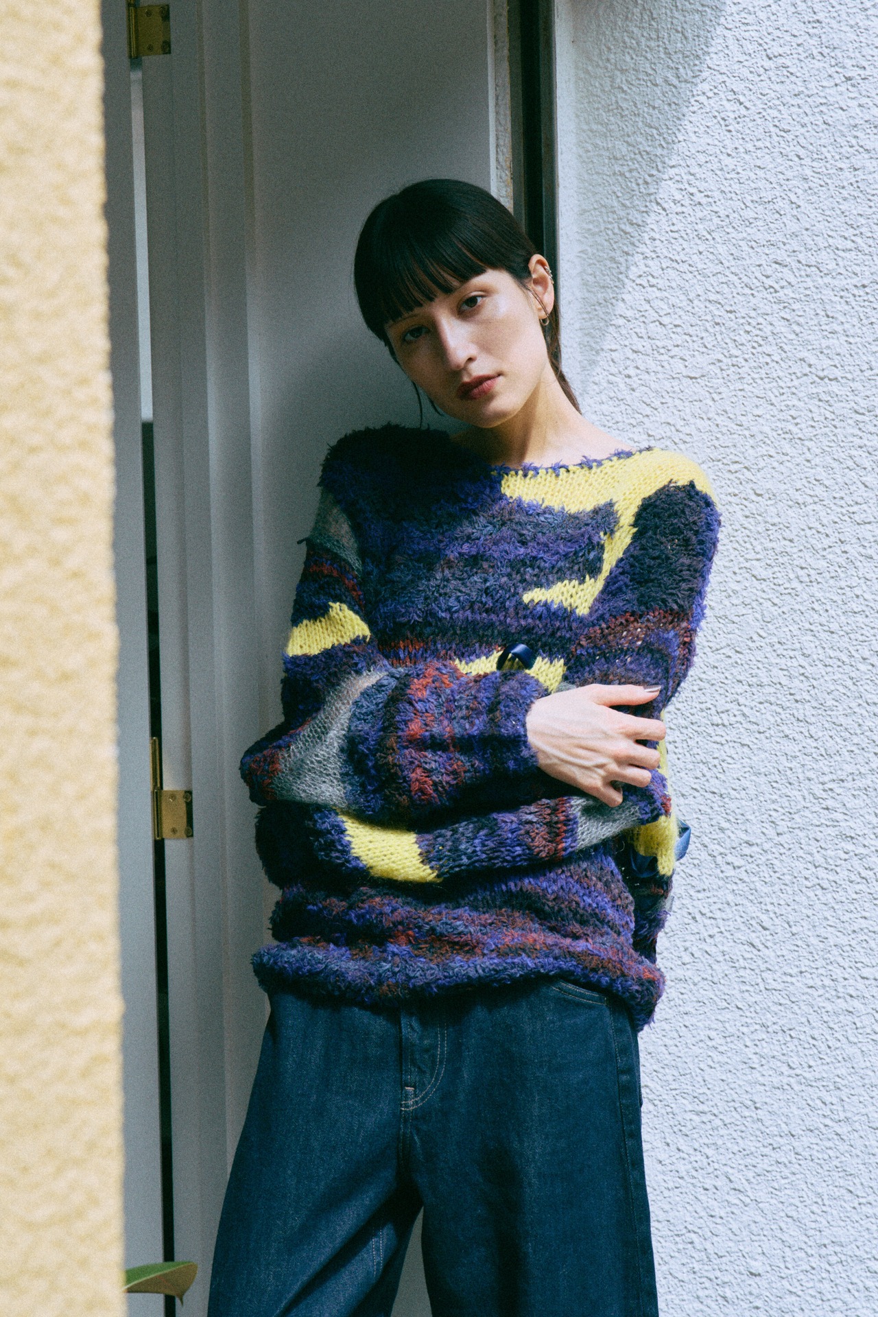 Gradient Mix Hand Intarsia Pullover Knit