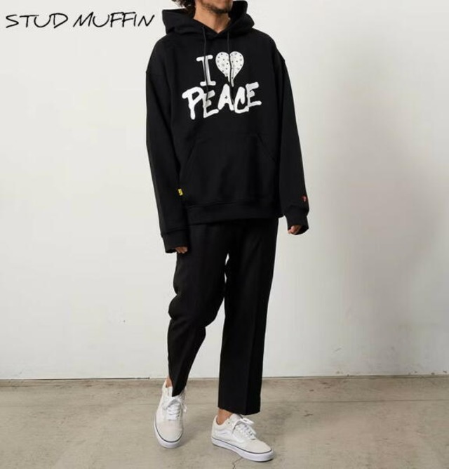 STUD MUFFIN スタッドマフィン パーカー プルオーバー 裏毛パイル カラークリスタル メタルミックス プルパーカー ブラック 624-02914 2026年 モデル
