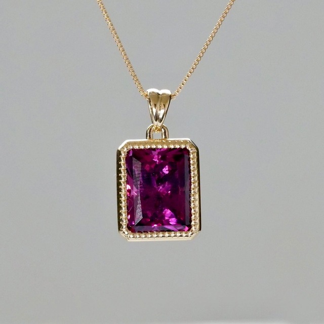 Rhodolite garnet necklace / K18YG