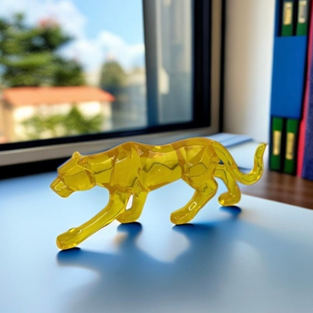 オブジェ ヒョウ 置物 透明 幾何学的 オーナメント アート おしゃれ