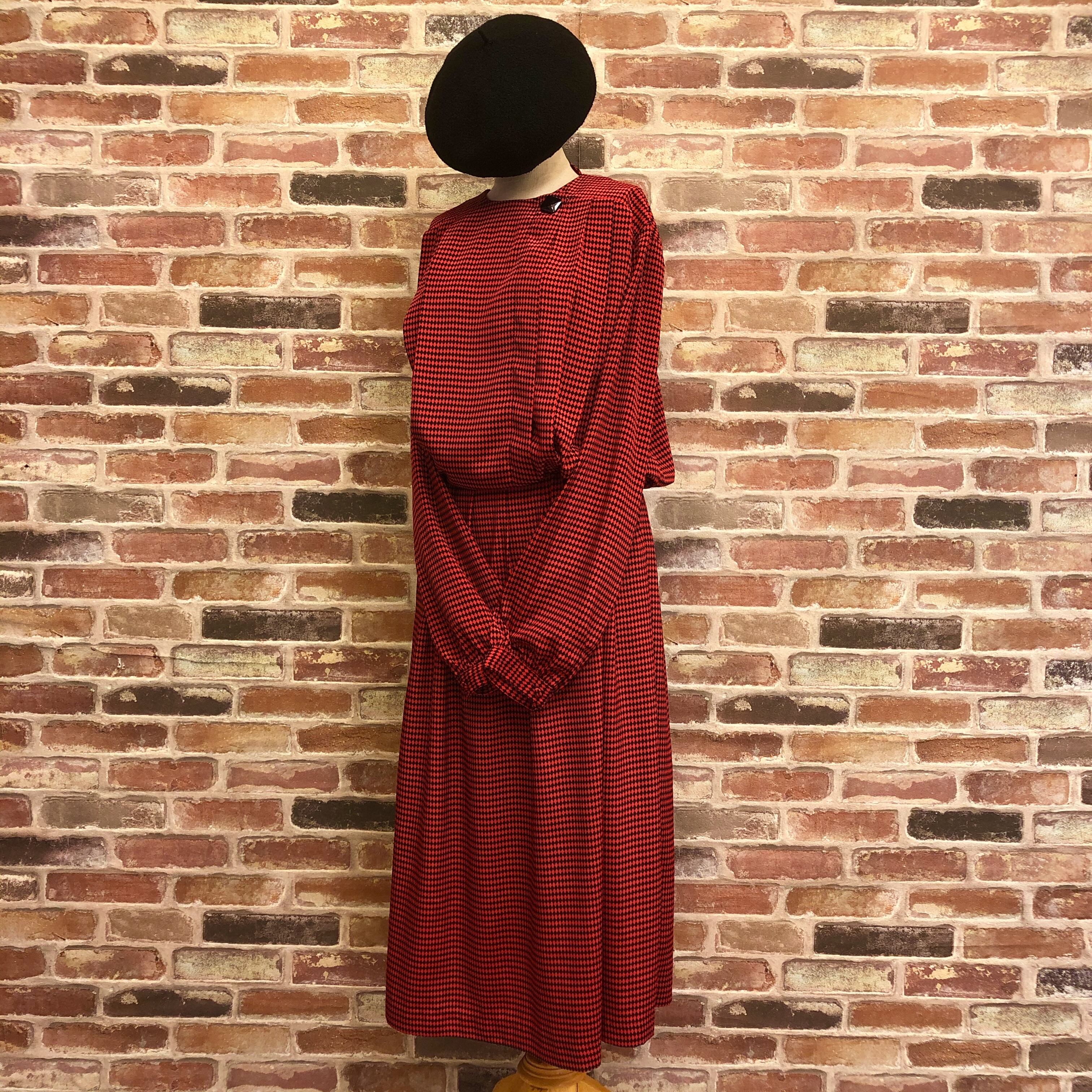 Diamond Pattern Red Black One-piece