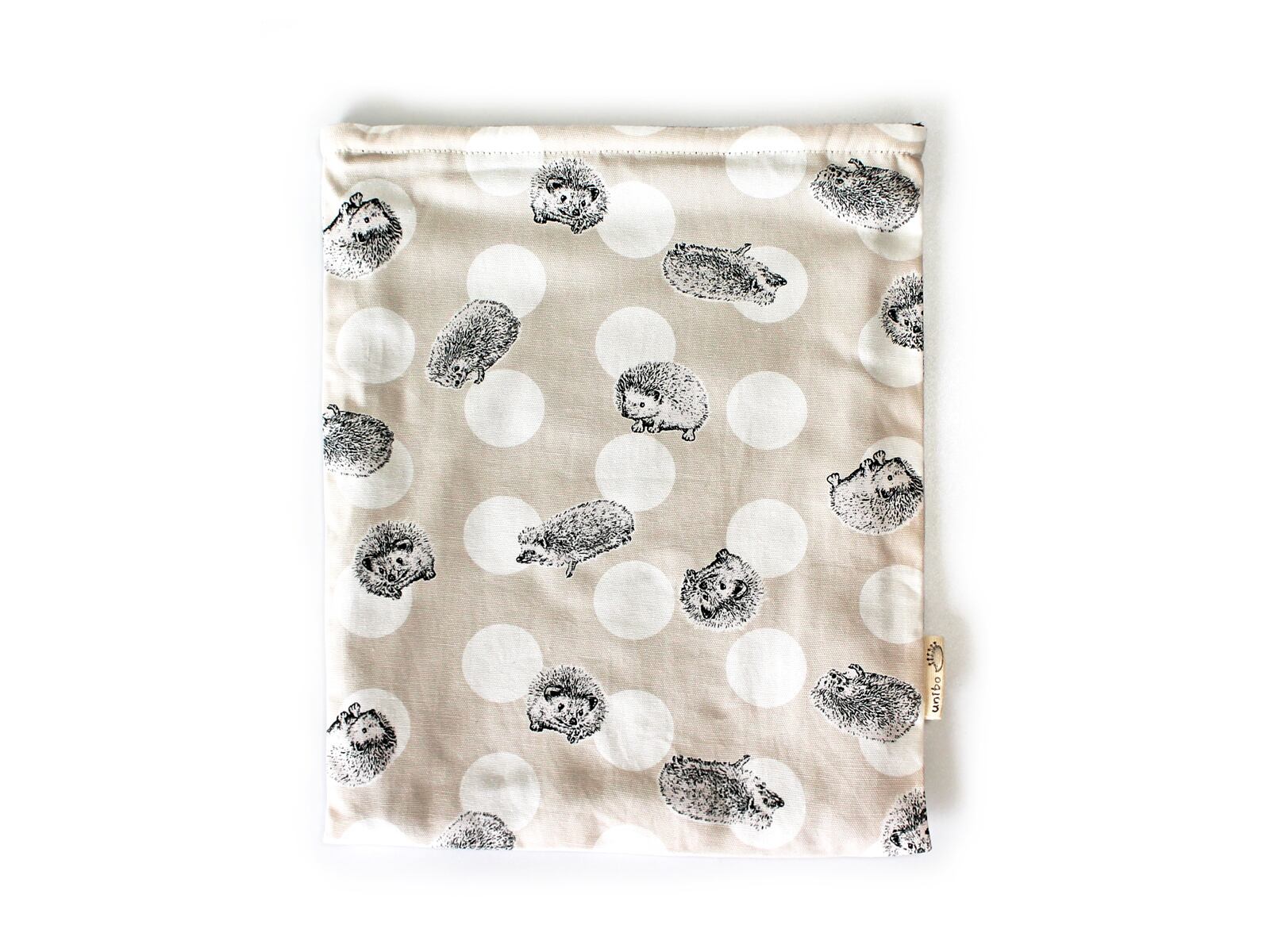 ハリネズミ用寝袋 L(夏用) 綿オックス×スムースニット 水玉とハリネズミ アイボリー / Large Snuggle Sack for Hedgehog for Summer