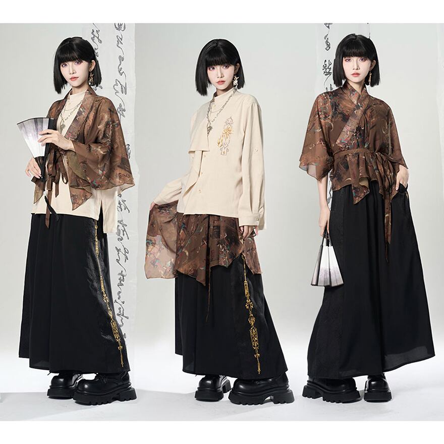 サブカル系 チャイナ風 ワイドパンツ 袴パンツ 刺繍 民族調 男女兼用 スタイリッシュ 大人増し 卿棠