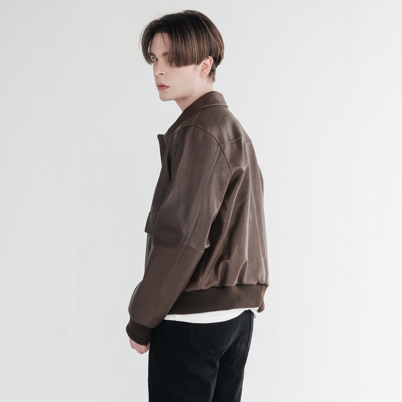 イタリア産ベジタブルラムレザー ツートンA2メンズフライトジャケット