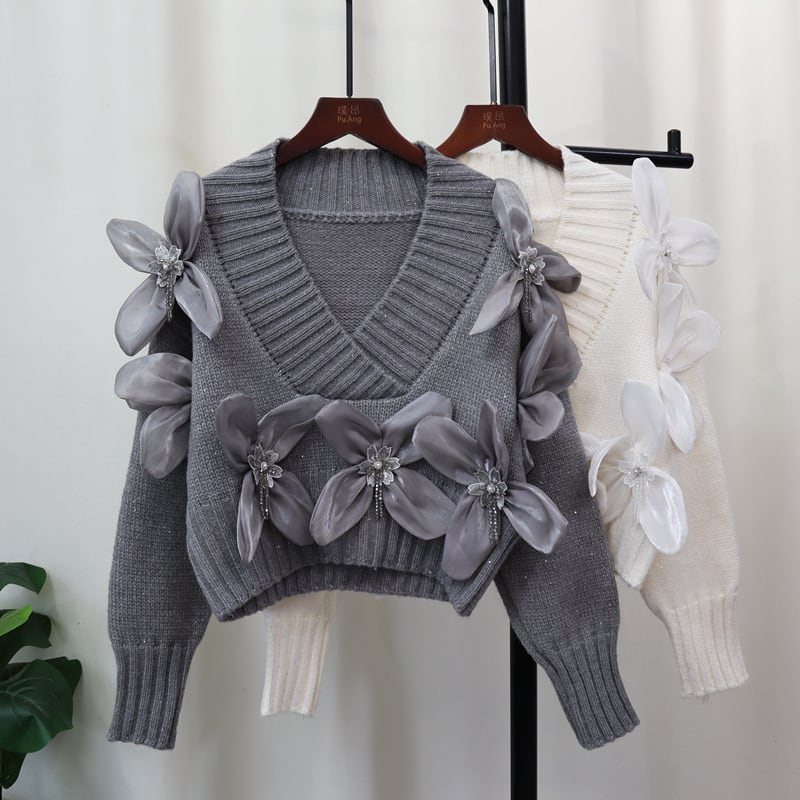 tops】立体フラワーニットセーター M26762 | nanastyle