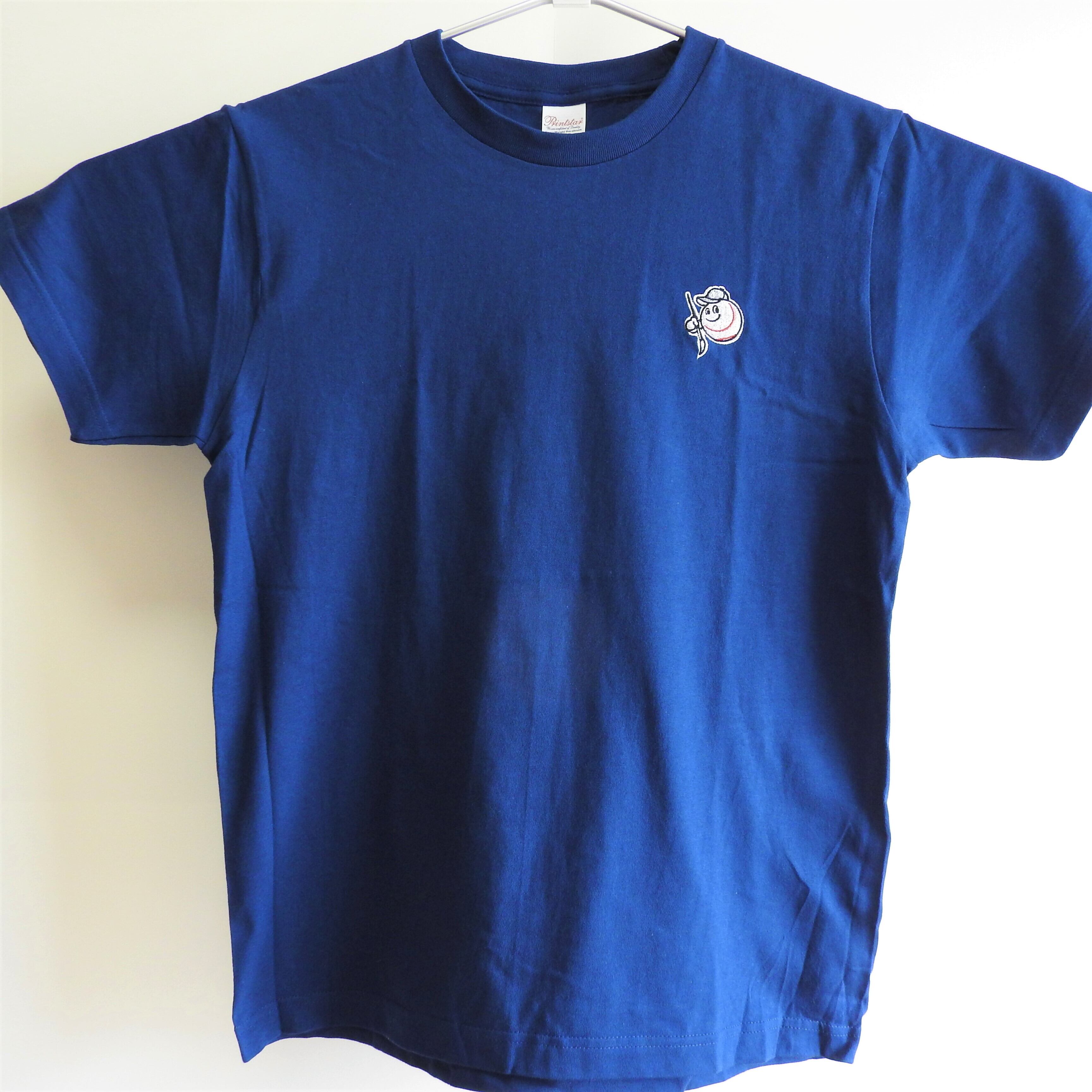 Original T-shirts / 野球を描くくん刺繍Tシャツ インディゴブルー