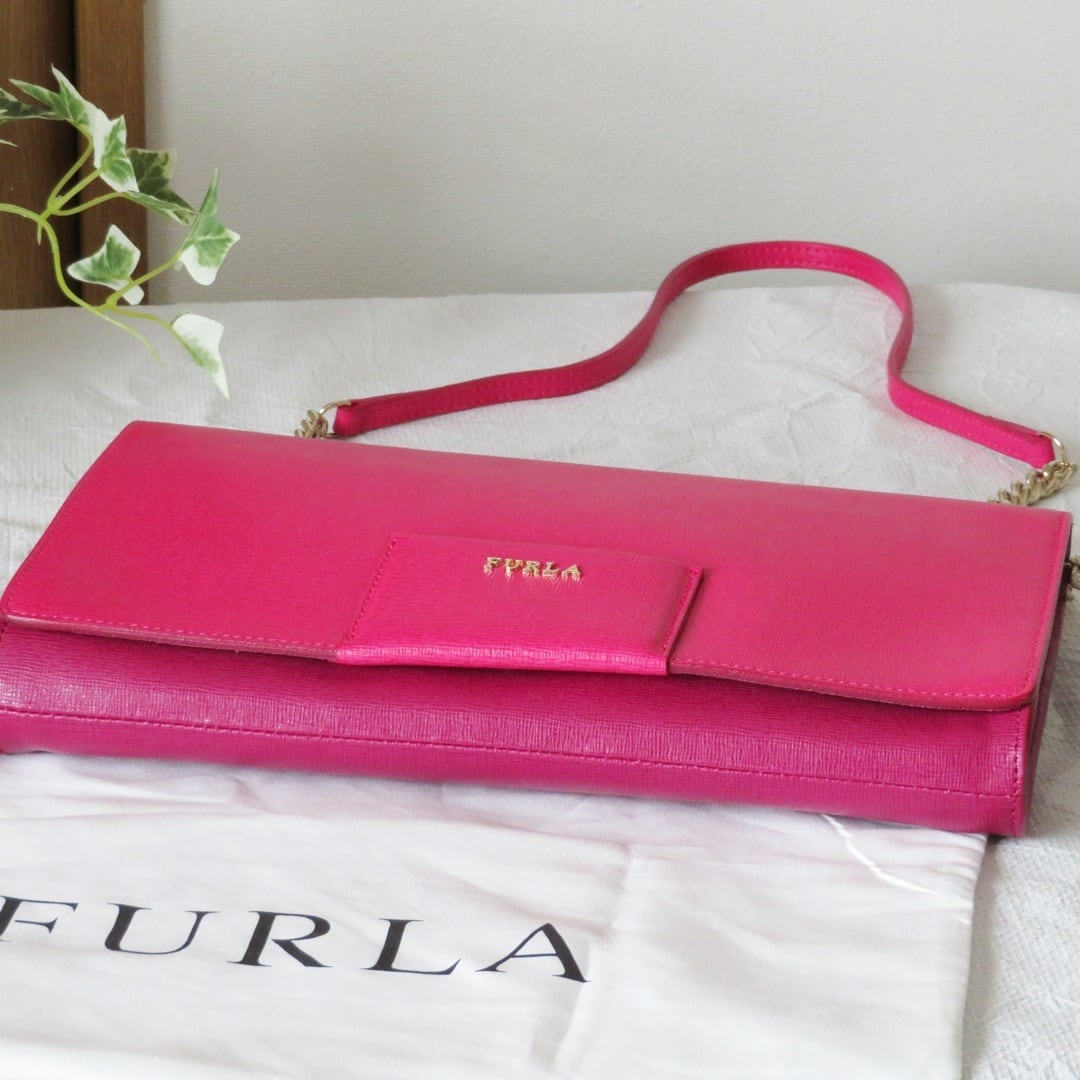 ほぼ未使用　フルラ　FURLA　チェーンショルダーバッグ　クラッチバッグ　ピンク　ZIZI　ジジ