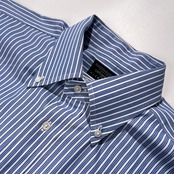 GLENOVER グレンオーバー ストライプ BD 長袖 ドレスシャツ サイズ L /ホワイト×ブルー/メンズ