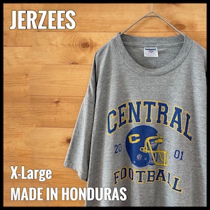 【JERZEES】フットボール アーチロゴ CENTRAL FOOTBALL プリントTシャツ XL ビッグサイズ US古着