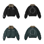 【暖かさUP】蝶刺繍ファー中綿ジャケット T1947