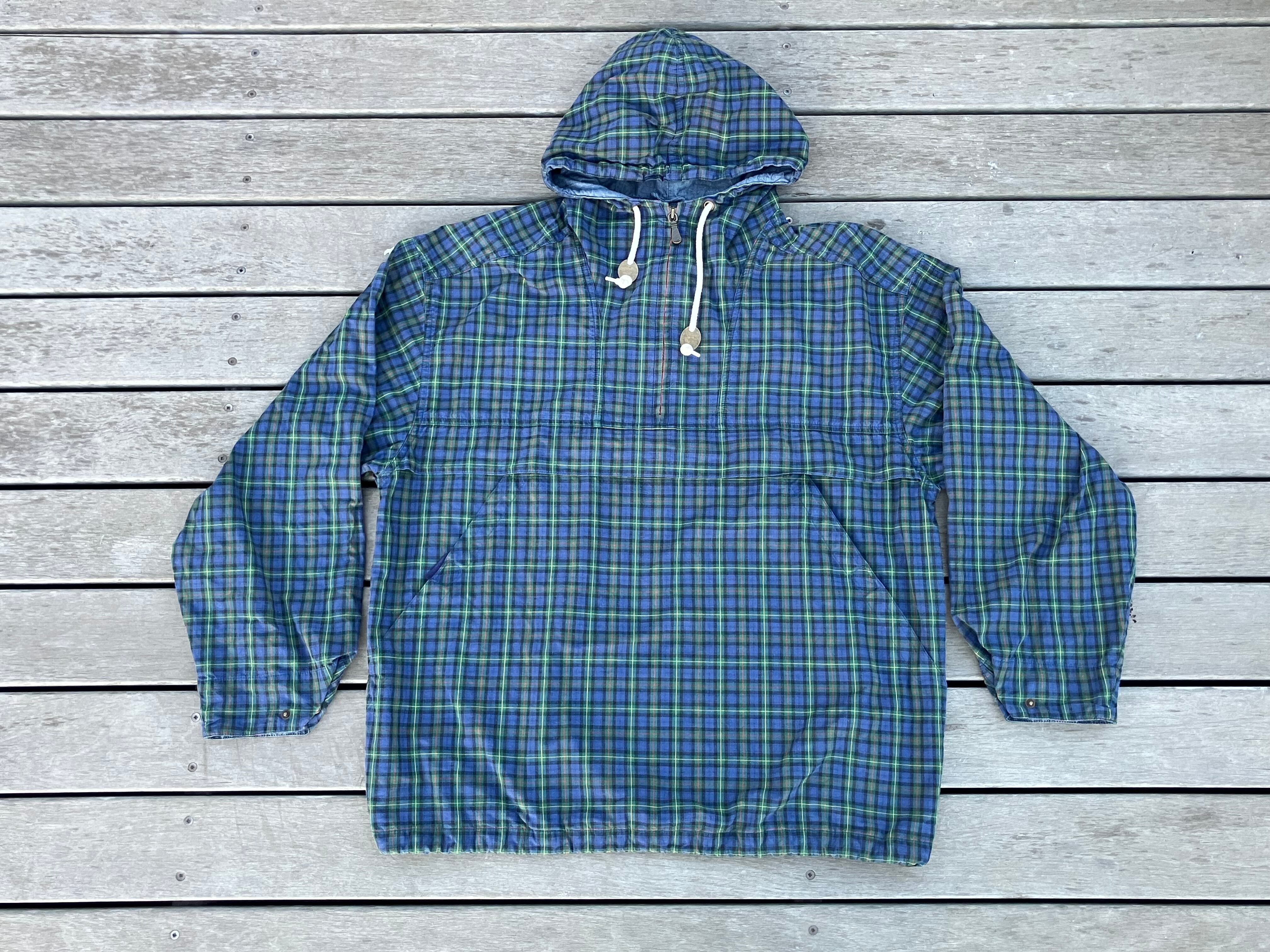 90s LAND’S END PLAID CHECK ANORAK HOODIE