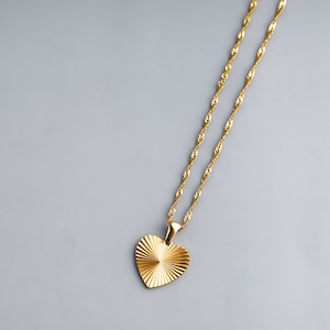 316L stripe heart necklace #n74