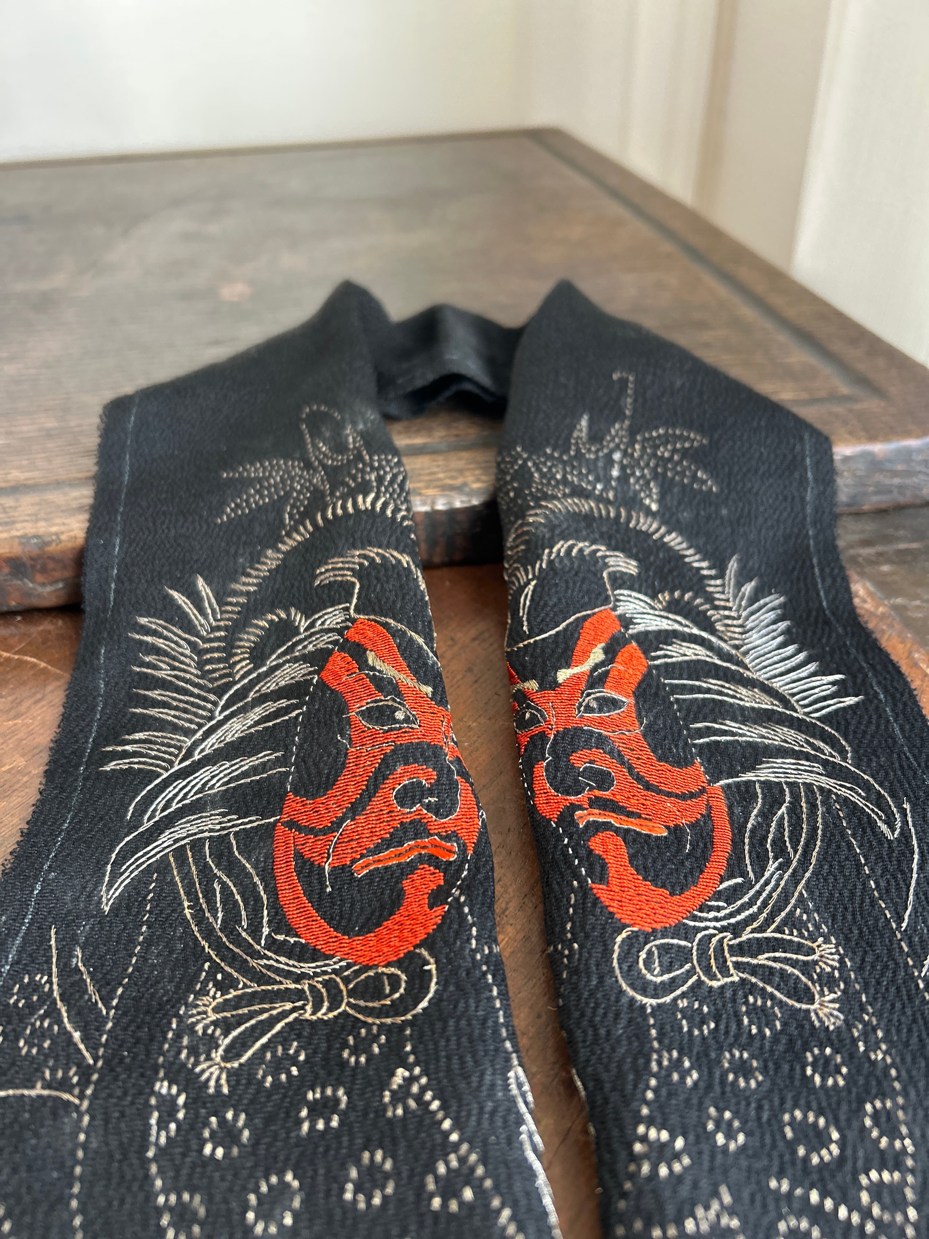 アンティーク刺繍半襟　暫