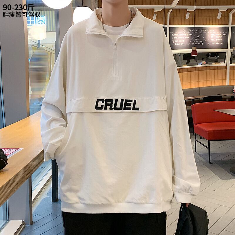 カラージッパーセーター スプリングオータムルーズカジュアル刺繍プルオーバー コート 大きめサイズ 春物 秋物 ヒップホッププラスサイズ82459980971