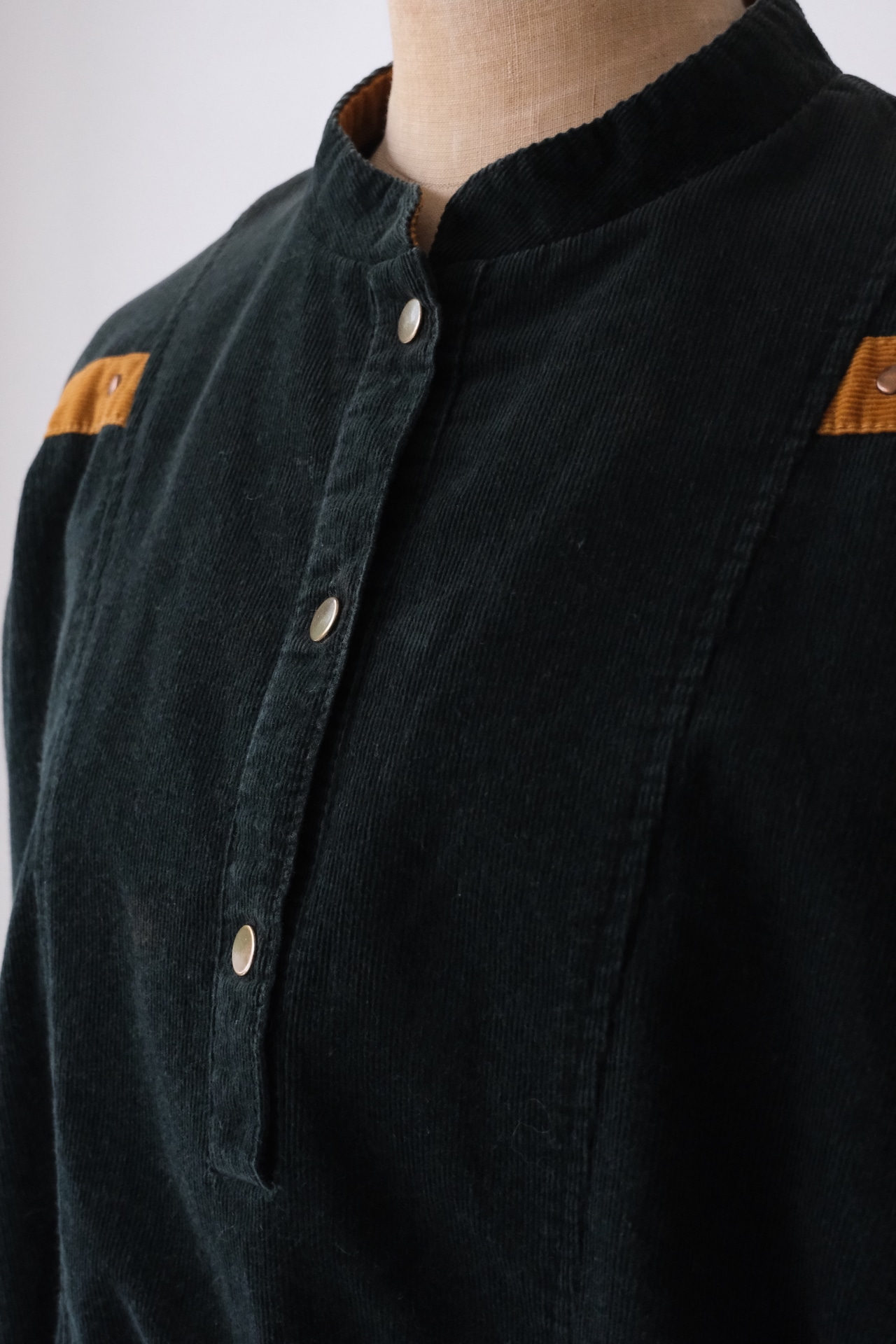 Black corduroy long sleeve shirt dress