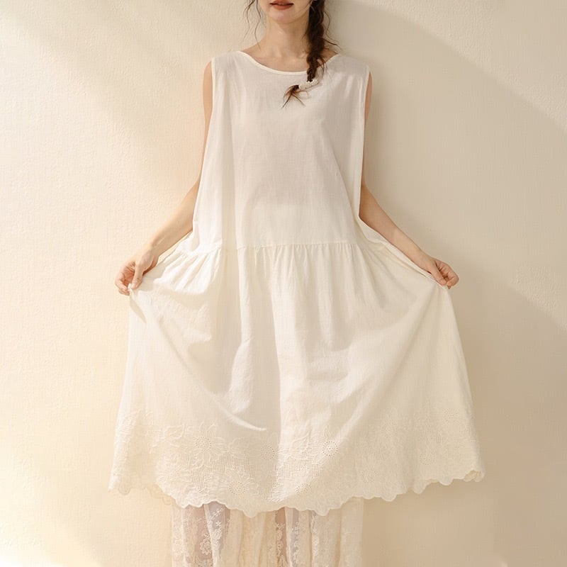 Giambattista Valli アイボリー刺繍ノースリーブワンピース 刺繍入りノースリーブワンピース 2col H 260054 | Raglana
