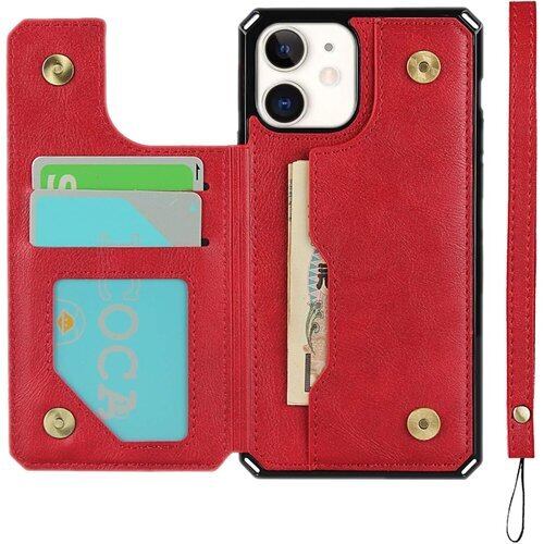 Pelanty iPhone 11 ケース iPhone11 ケース アイフォン11 ケース 縄掛け 6.1インチ 背面 手帳型 PUレザーケース IC カード収納 スタンド機能 ボタン磁気 多機能 携帯カバー 軽量 耐衝撃 滑り防止 ストラップ スマホケース 全面保護 5色選択レッド 592