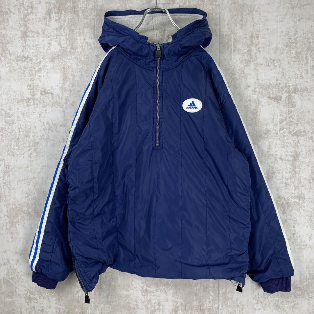 【激レア】90s adidas レイヤード 中綿 ジップ パーカー デサント