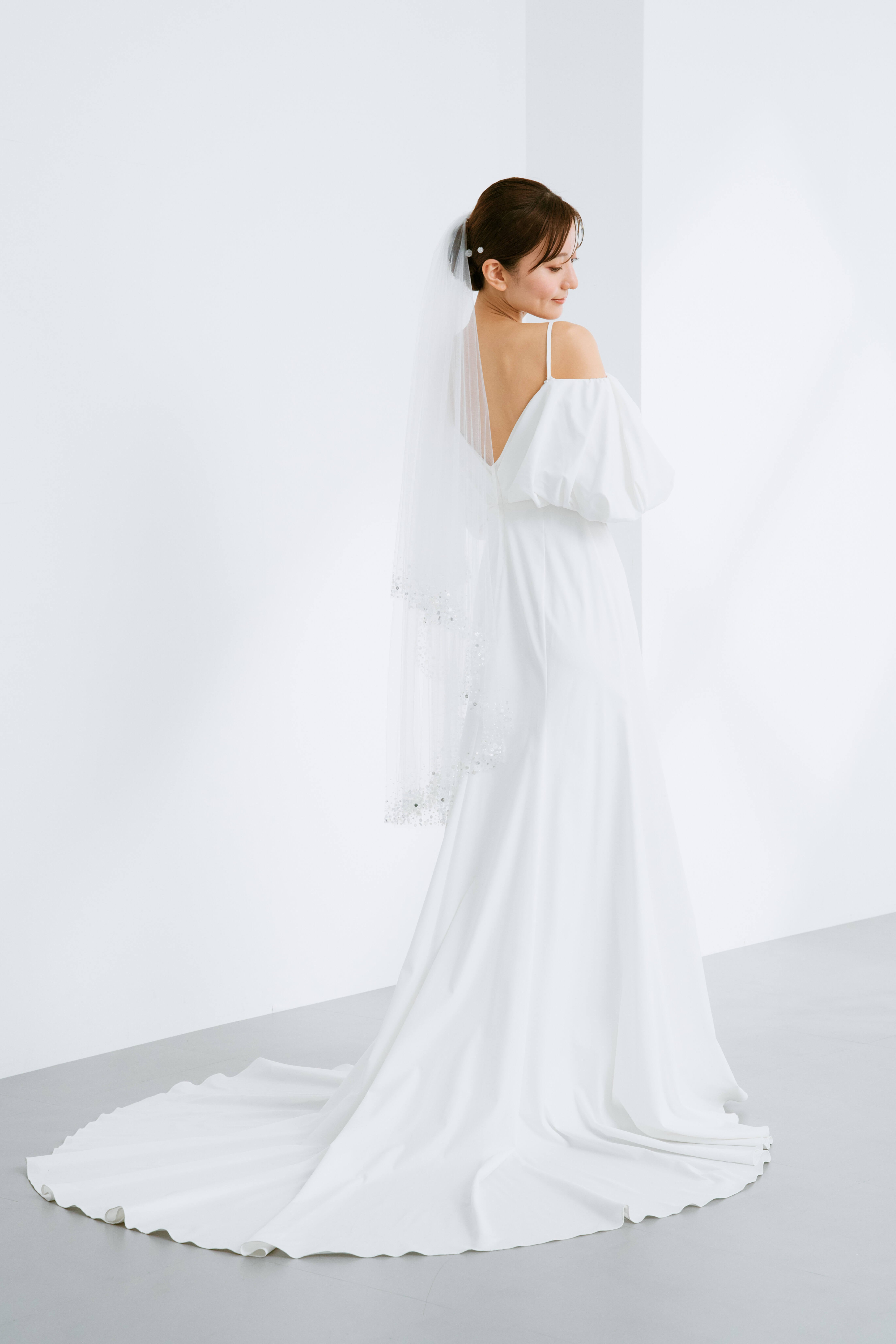 M size)キラキラビーズ刺繍ベール Wedding veil beads shiny design BV