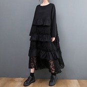 花柄シアー フリル ワンピース 00424