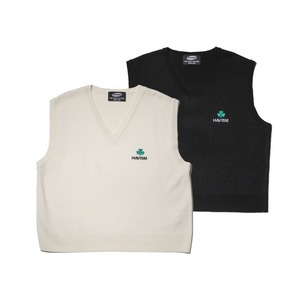 [HAVISM] CLOVER LOGO CROP KNIT VEST(2 COLOR) ハビズム ハヴィズム 正規品 韓国ブランド 韓国ファッション 韓国通販 韓国代行 ニットベスト bz20102902