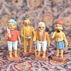 インドのおじさん 木製 ミニ人形 4人セット　C