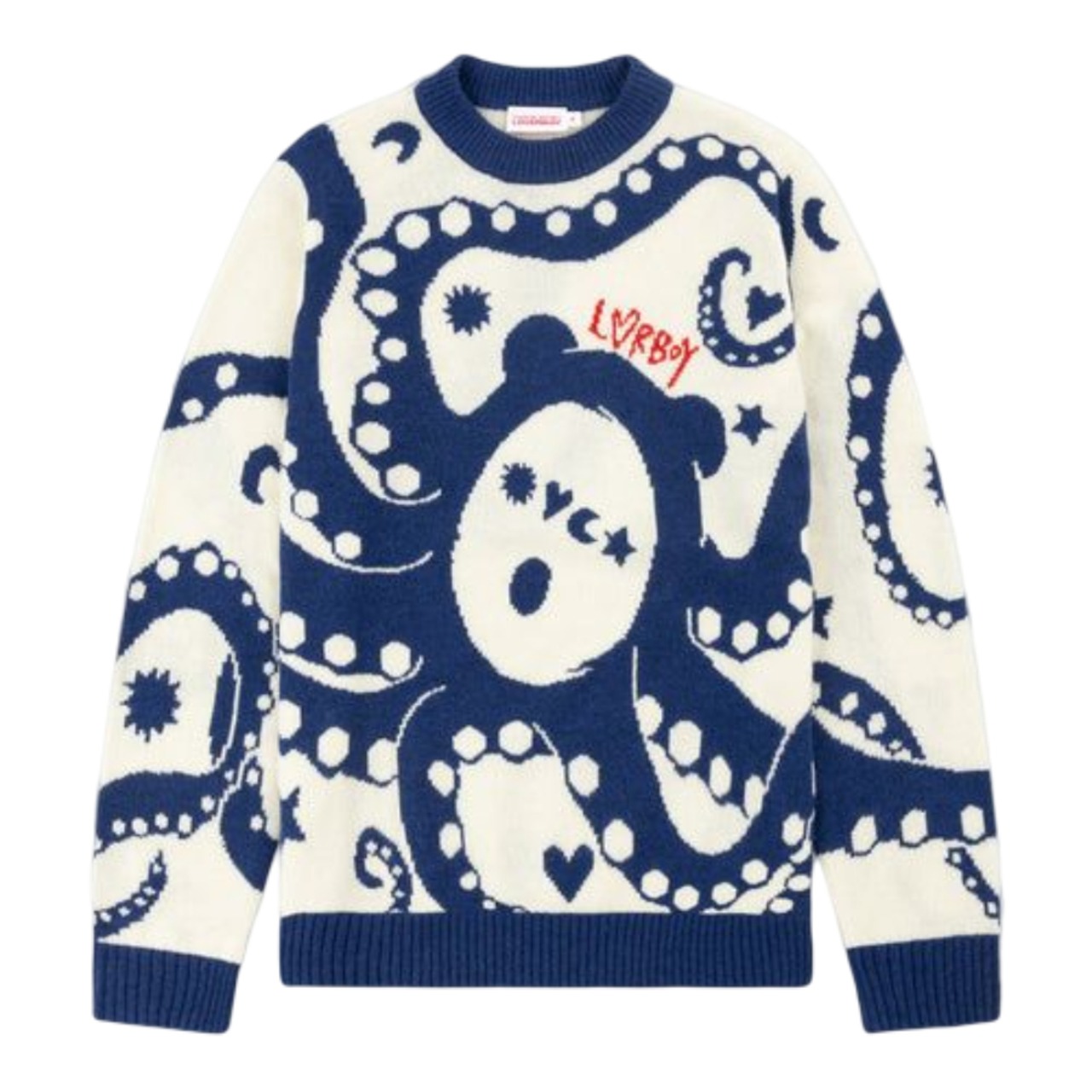 【CHARLES JEFFREY LOVERBOY】LOVERBOY LOGO JUMPER(WHITE/BLUE) - 1