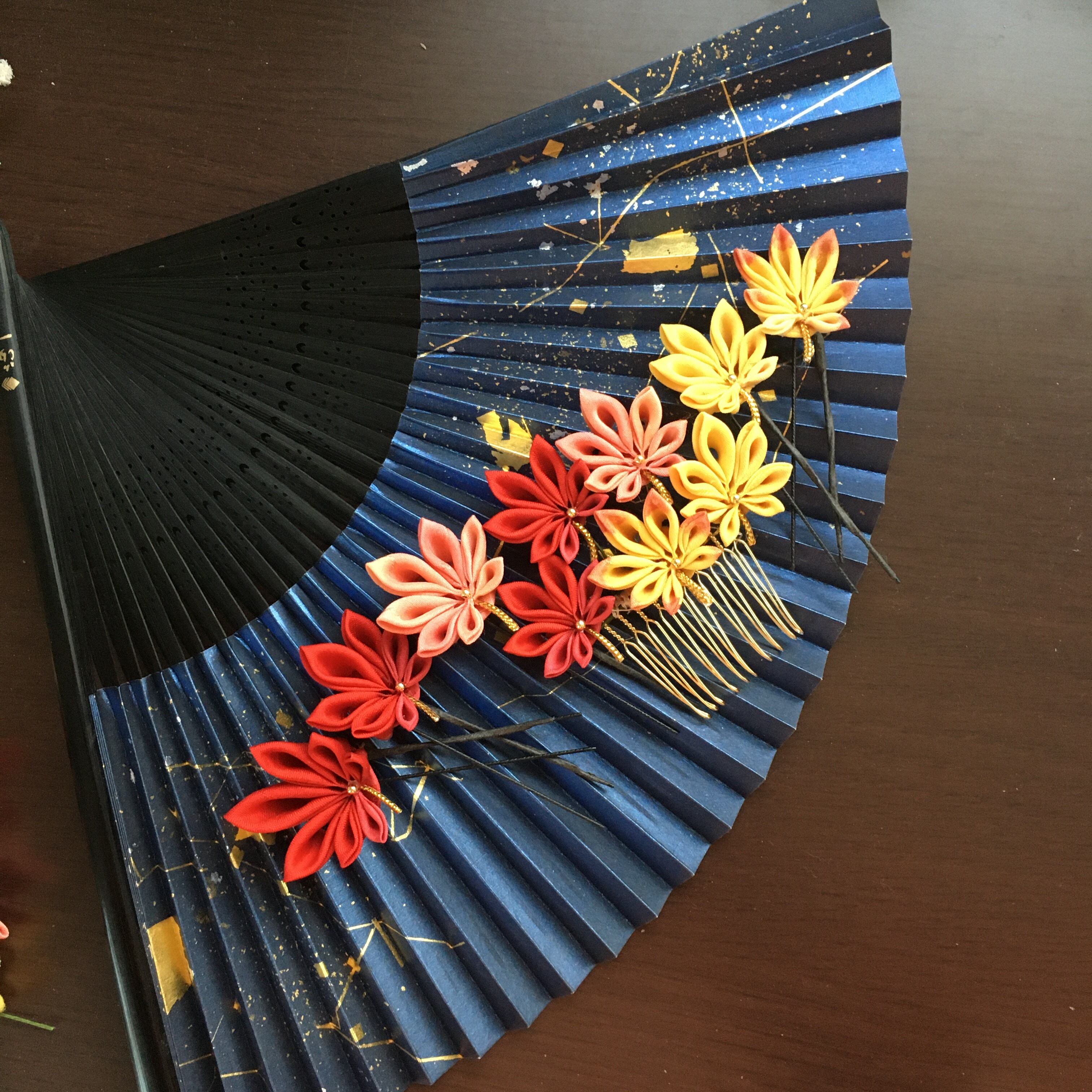 再販x4】紅葉の髪飾り｜グラデーション｜正絹つまみ細工 | 紺碧堂