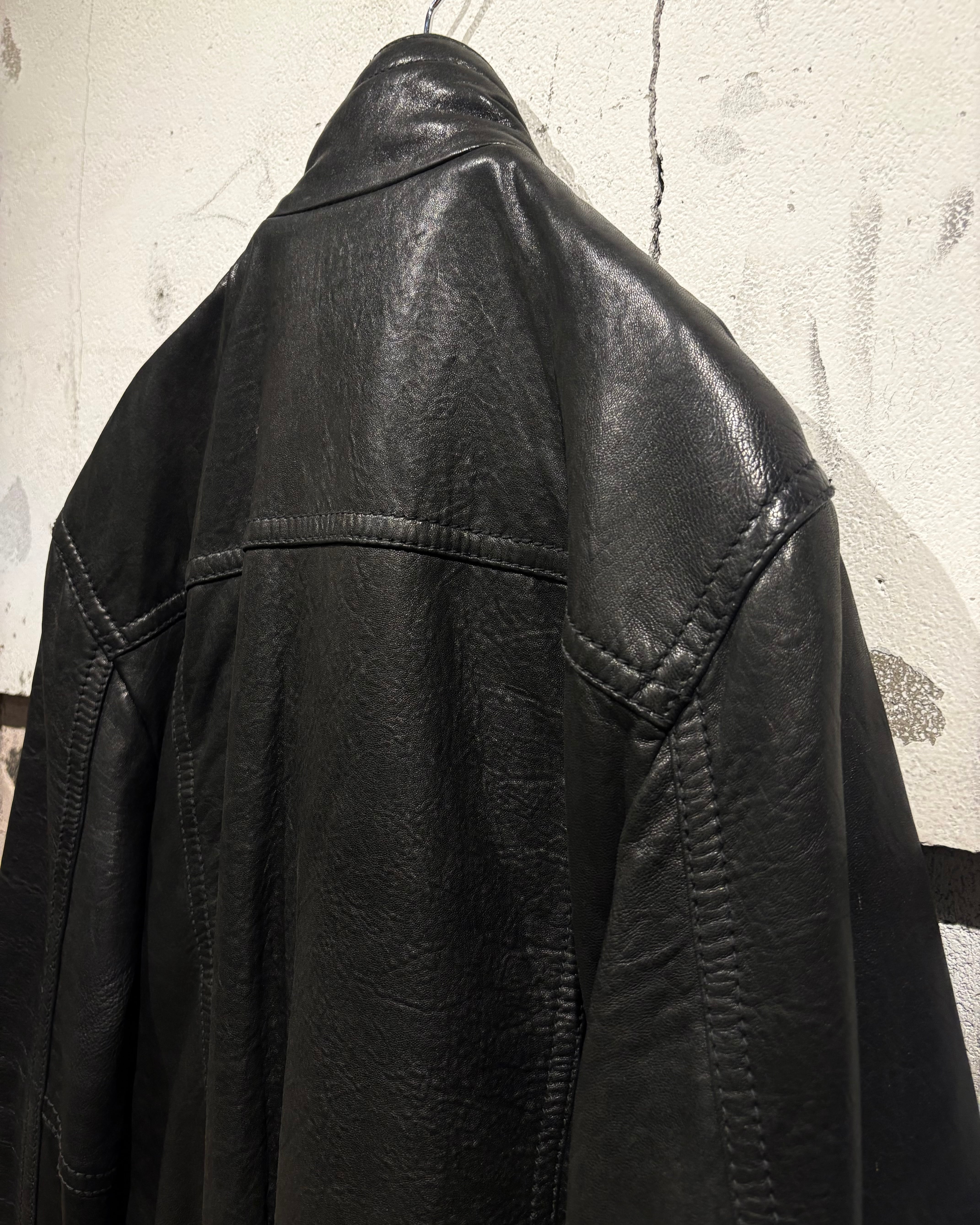 Caka otto】 “Andrew Marc” Vintage Stand Collar Lamb Leather Jacket