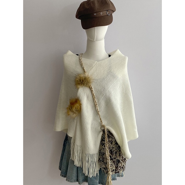 TAKONGブラウンのファー付きクロスボディバッグ