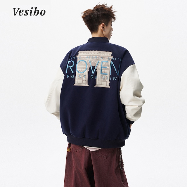 ♥おしゃれな配色アウター！【Vesiboシリーズ】★スタジャン★ スカジャン ジャケット アウター ユニセックス メンズ 配色