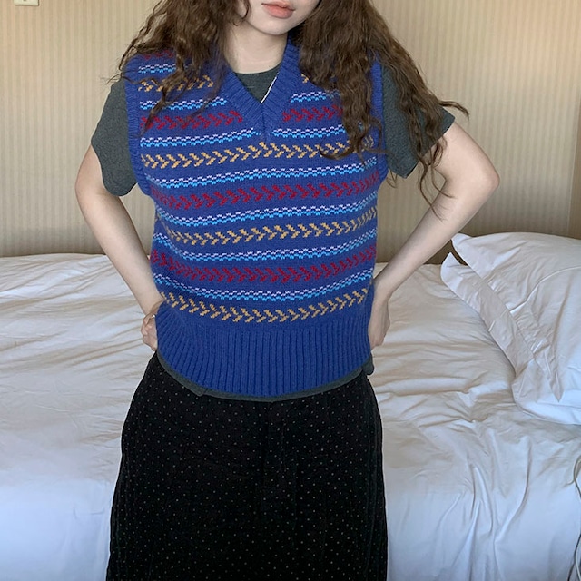 Fair Isle knit vest　2litr06130