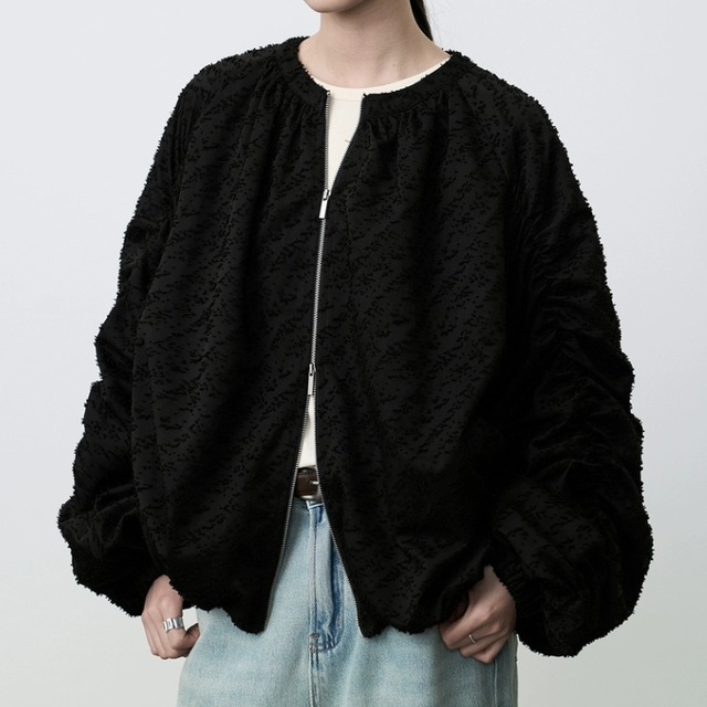 カットジャガードジップアップブルゾン　　0772