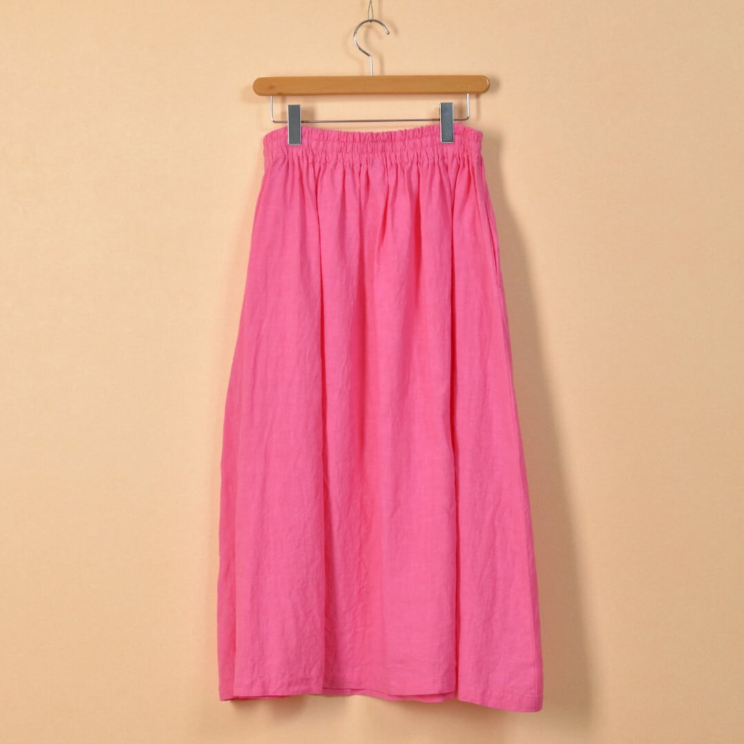 atelier naruse アトリエナルセ リネンギャザースカート・ピンク リネンをたっぷりと使ったスカートです【送料無料】