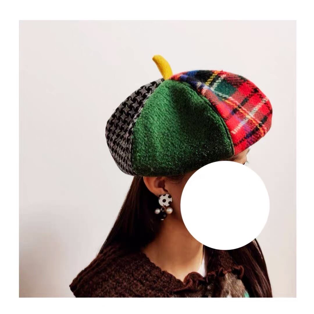 カラフル 黄色 チェック 赤 緑 ファー ニット ピンク グレー 帽子 赤