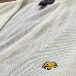 【GOLDEN BEAR】90s USA製 カーディガン ニット ワンポイントロゴ 刺繍ロゴ ゴールデンベア L  ゴルフトーナメント ジャックニクラス US古着