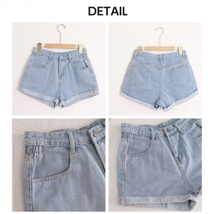 デニム ショート パンツ レディース 春夏秋 韓国 ストリート ハイウエスト ロールアップ ゆったり ルーズ 太ももカバー 体型カバー 細見え 脚長 美尻 シンプル 大人 カジュアル 通学 お出かけ 旅行 リゾート [LS-CGP049]