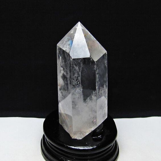 水晶 六角柱 水晶 ポイント 台座付属 置物 原石 一点物 152-4575