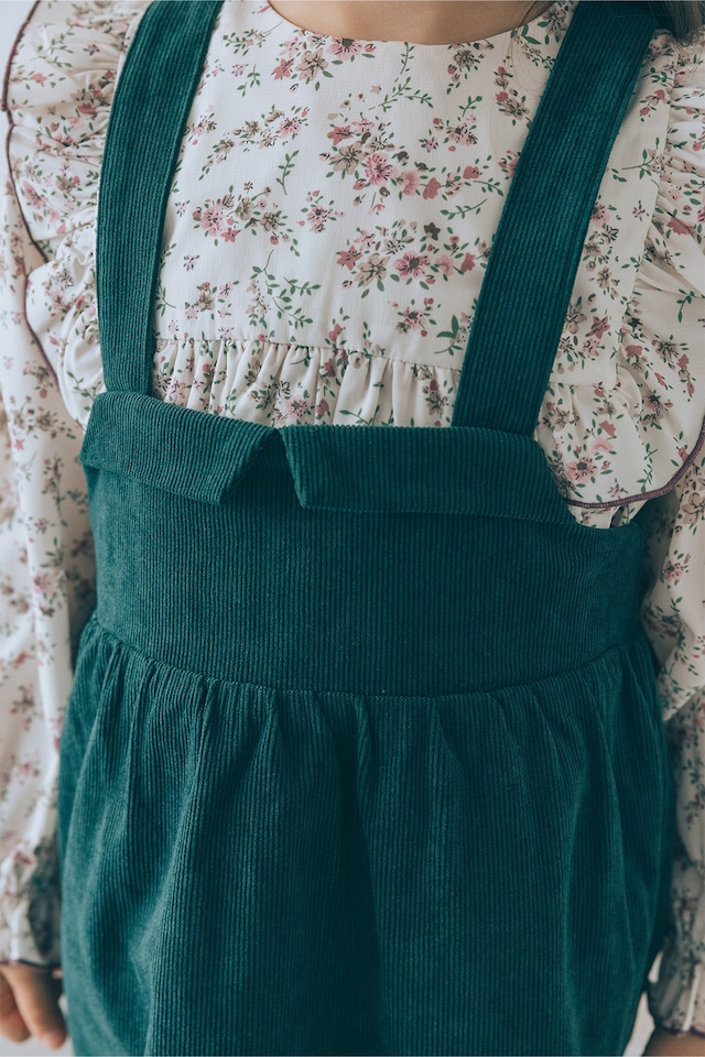 【1DAY限定SET♡】花柄フリルブラウス×グリーンスカート2点セット