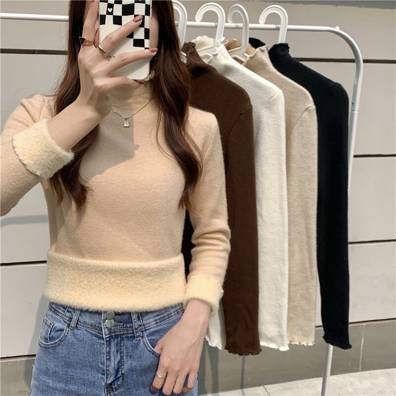 Tシャツ シャツ オータムウィンタースタイルカラーベルベット ロング 秋物 冬物 1号婦人38759437090