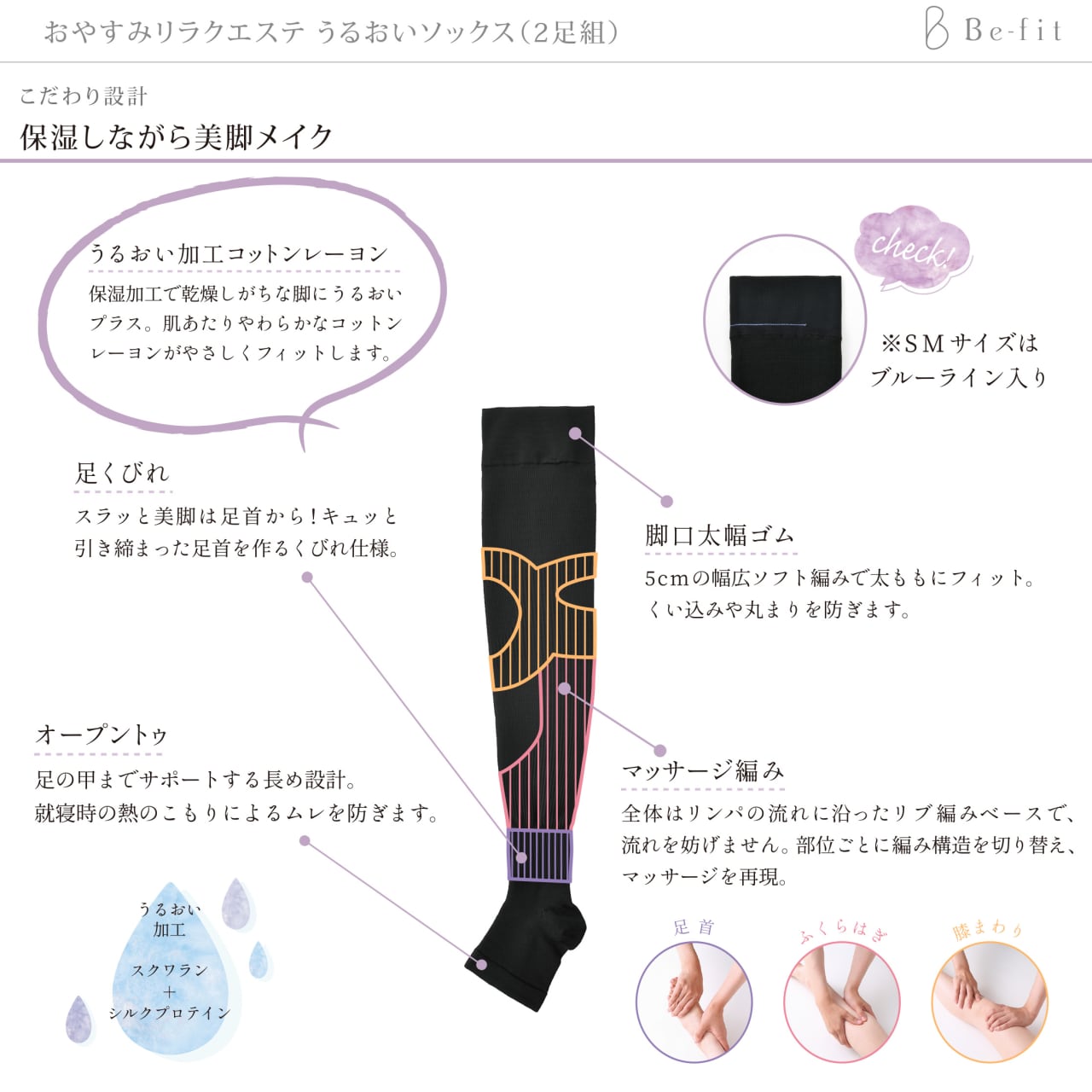 新商品Be-fitおやすみうるおい 絹混着圧ソックス (2足組)サイズLL おやすみリラクエステうるおいソックス 2足組（Be-fit） | 整顔整頭の