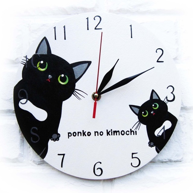 黒猫キャラクターがかわいい壁掛け時計 猫グッズ 猫雑貨通販 にゃん処