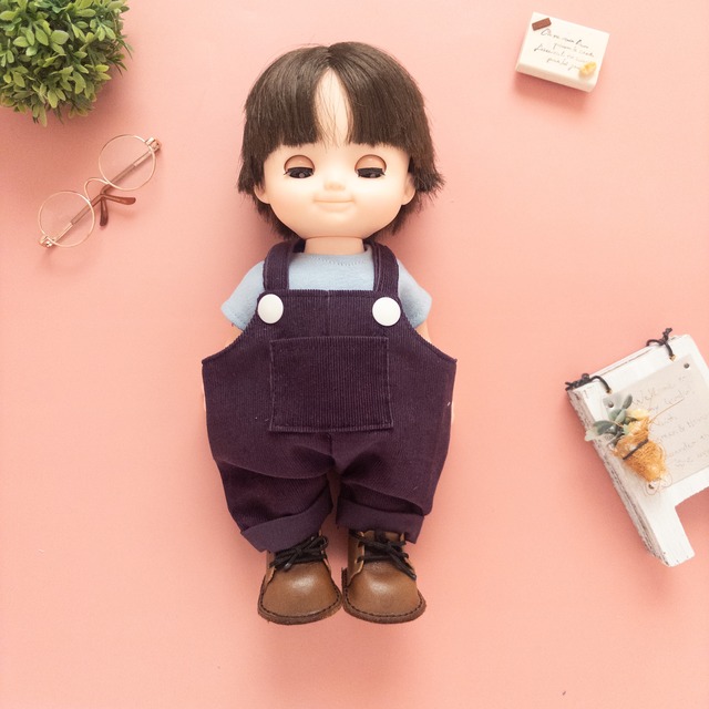 【２点セット】トレーナーサロペット服（パープル水色T）メルちゃんソランちゃん