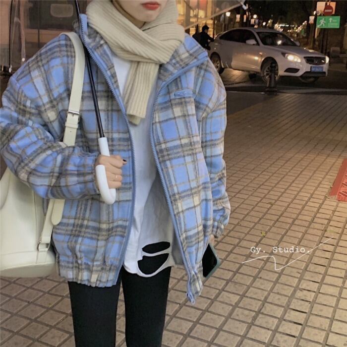 ルーズ格子柄コート オータムウィンター ロング 秋物 冬物 モンロー83463730345