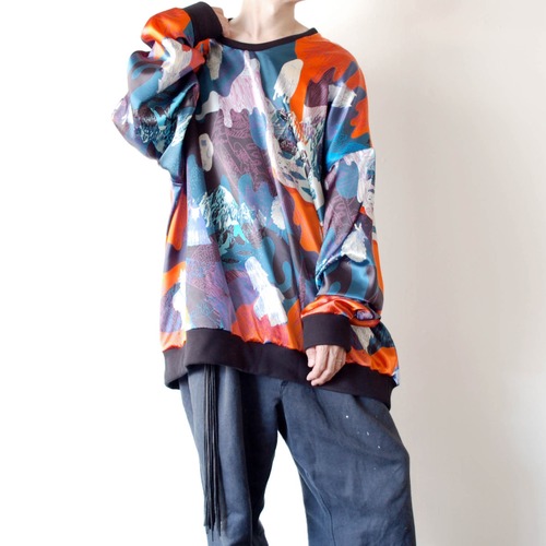 "クソ野朗” UMA pattern oversized pullover