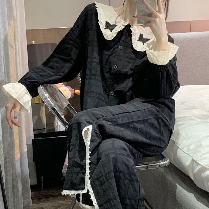 ブラックスプリングオータムスタイル ロング コットン 春物 秋物 試着室30484699241