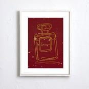 EAU DE PARFUM N°22｜香りの余韻を一筆で描く上品ミニマル香水アートポスター｜ホテルライク空間に映える静かな一枚｜A2ポスター